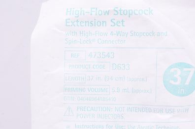 Braun 473543 High-Flow Stopcock Extension Set 37inch 5.9mL